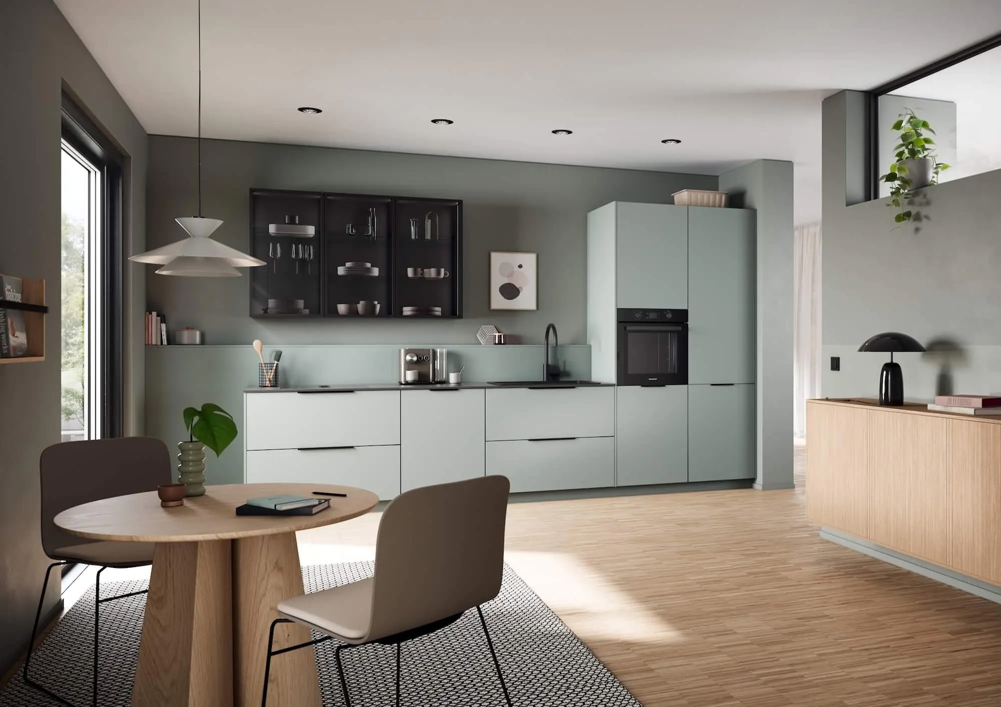 Moderne kuechen Häcker Küchenzeile Modern Eukalyptus Schwarz