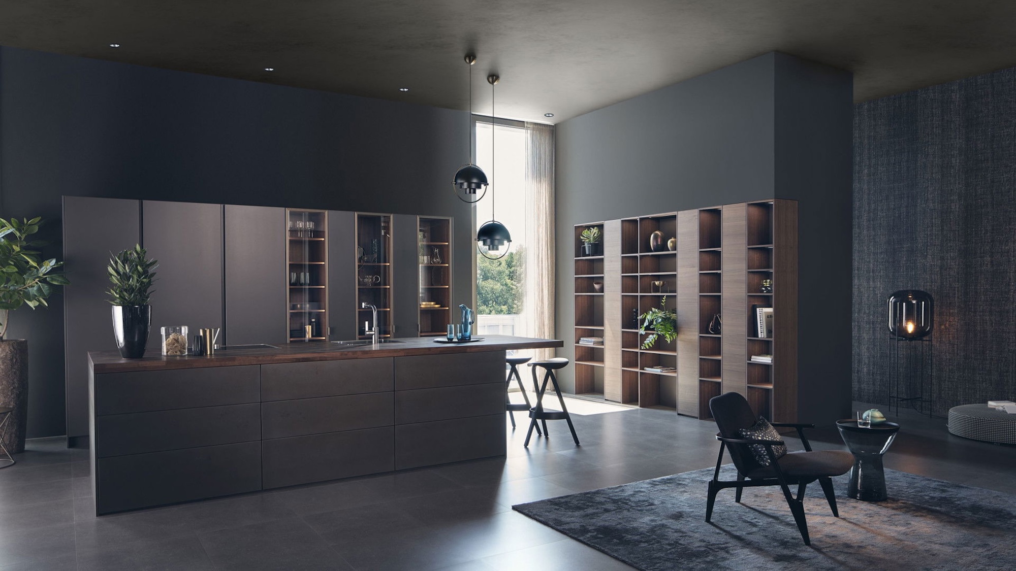 LEICHT Design Inselküche Steel Supermatt